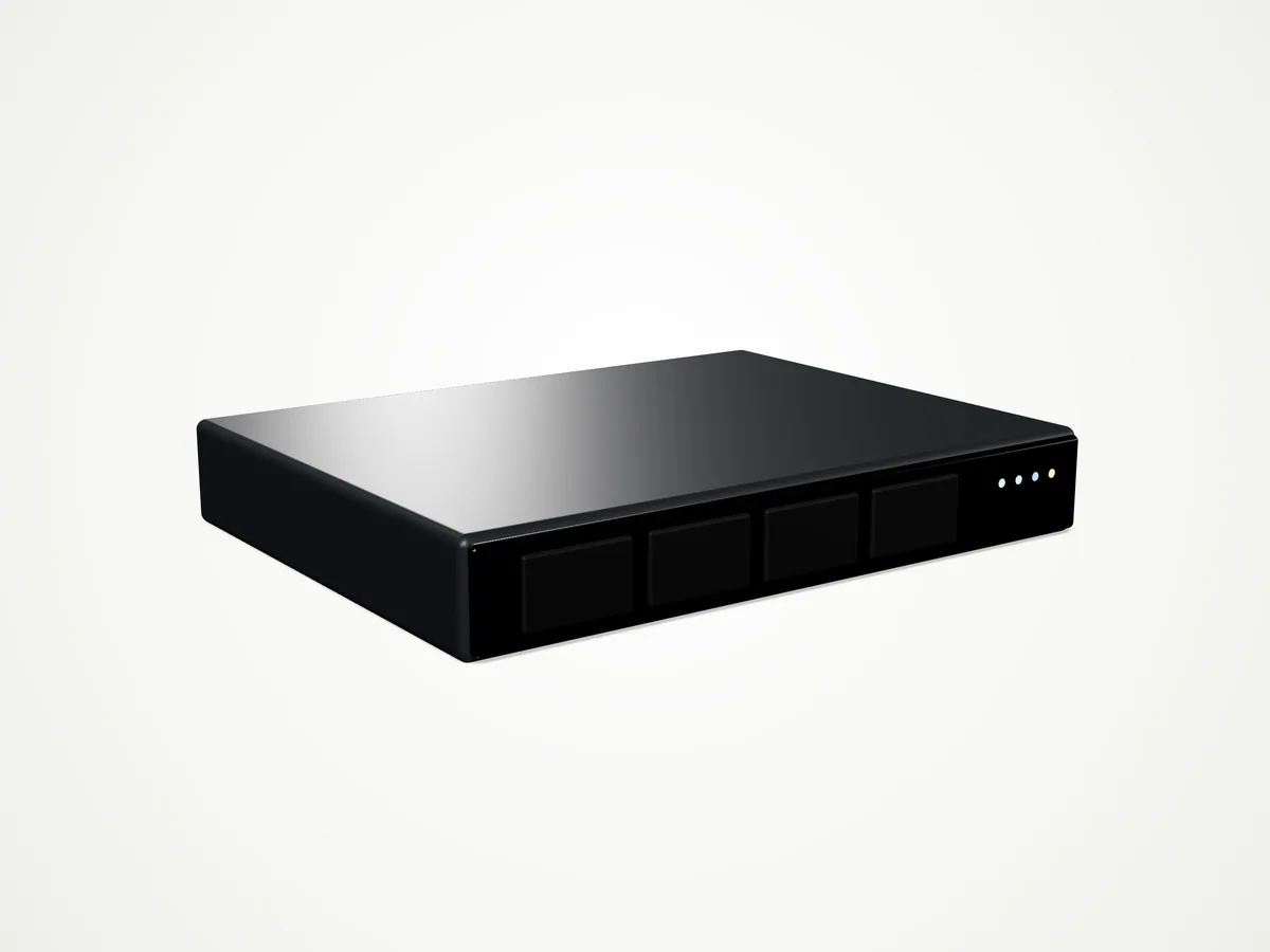 VR-8C-1H 8-channel PoE VaultNVR, three-quarter front view