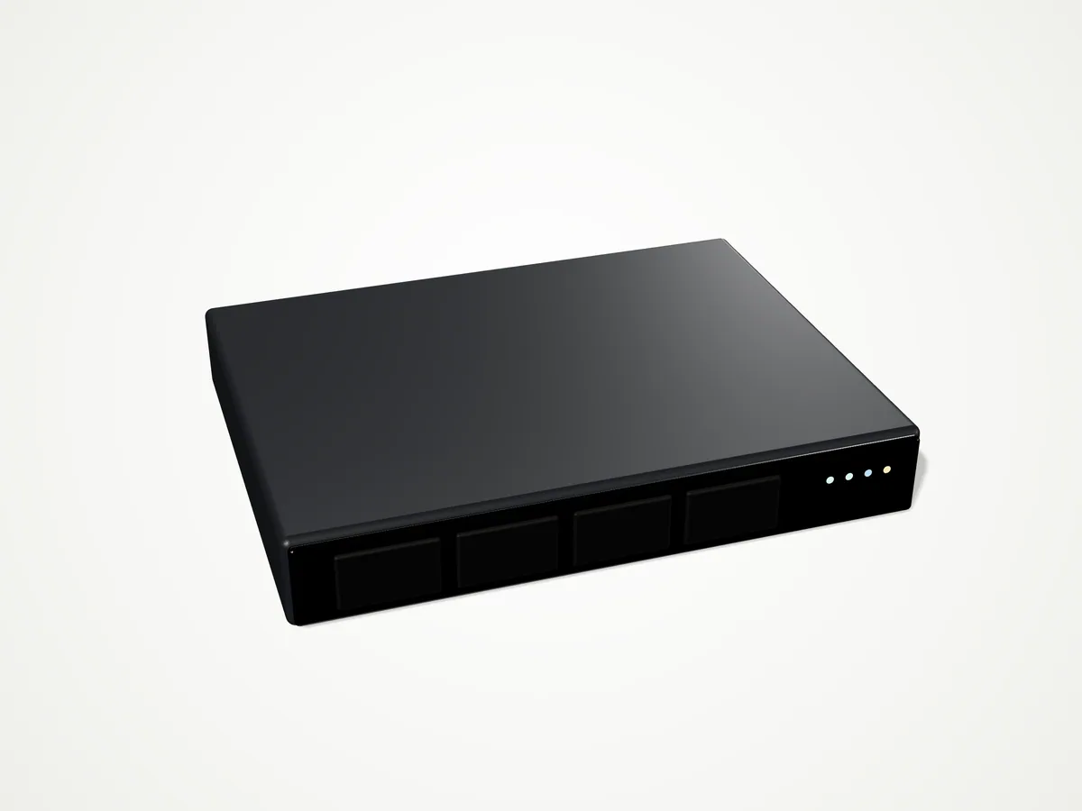 KT-4B-8C 4-camera LumaNight PoE kit, high three-quarter view