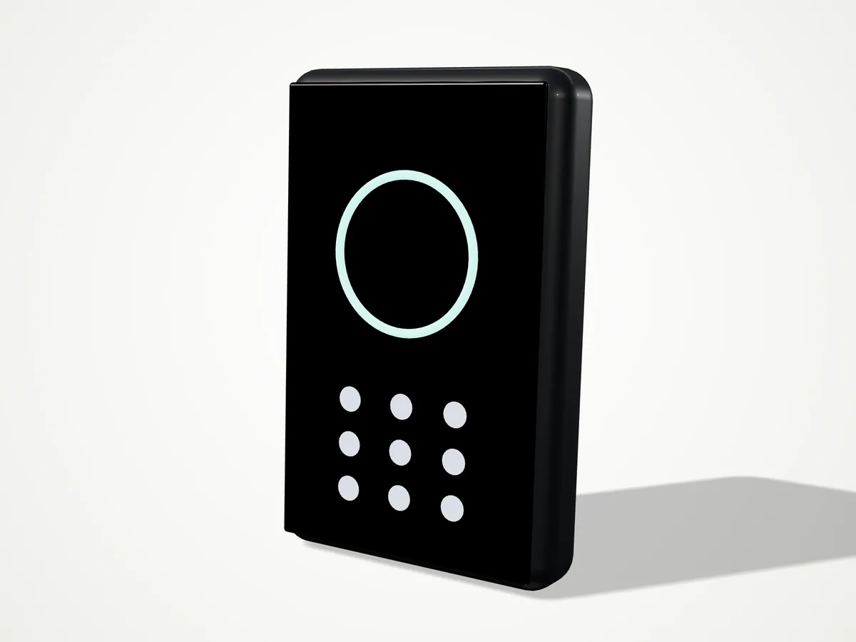 AC-RD-K Card reader with keypad, three-quarter view from the right